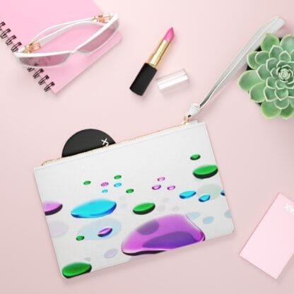 Liquid Color Abstracts by Masami Vegan Faux Leather Clutch Bag - Image 4