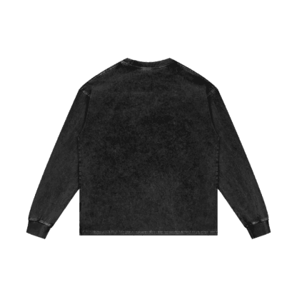 Contemplation/Acid Wash Oversize Long Sleeve T-Shirt - 250 GSM/Black - Image 2