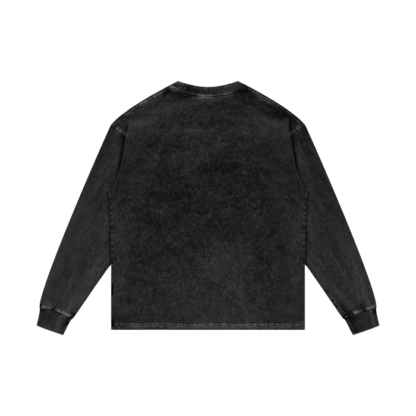 Warrior | Acid Wash Oversize Long Sleeve T-Shirt - 250 GSM/Black - Image 3