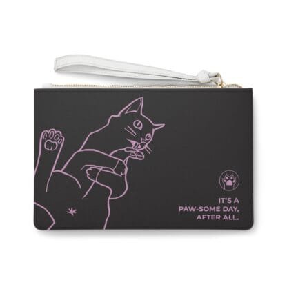 Mia, The Stylish Tuxedo Cat 1 By Jaewon Clutch Bag-Collection 1/Vegan Faux Leather - Image 2