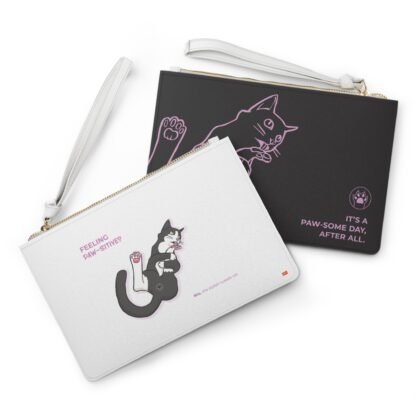 Mia, The Stylish Tuxedo Cat 1 By Jaewon Clutch Bag-Collection 1/Vegan Faux Leather - Image 3