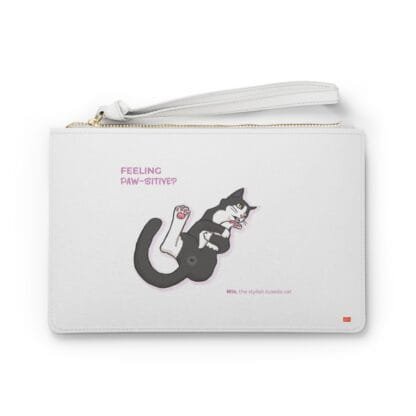 Mia, The Stylish Tuxedo Cat 1 By Jaewon Clutch Bag-Collection 1/Vegan Faux Leather