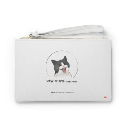 Mia, The Stylish Tuxedo Cat 3 By Jaewon Clutch Bag-Collection 1/Vegan Faux Leather